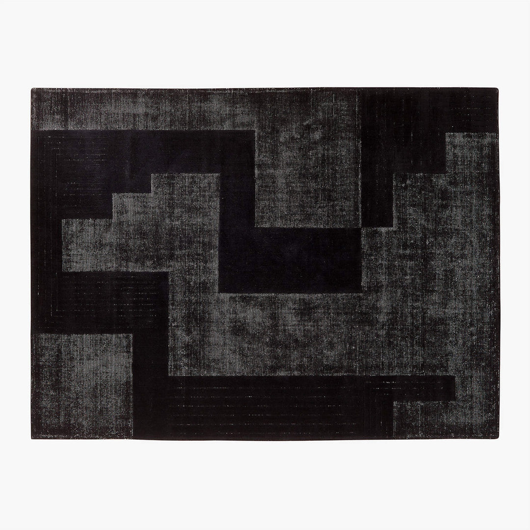 LARSO HAND TUFTED WOOL BLEND BLACK AREA RUG 9'X12'