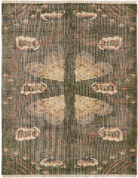Ardito Hand Knotted Green New Zealand Wool Area Rug
