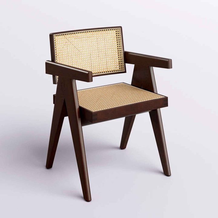 Cherri Solid Wood Rattan Armchair