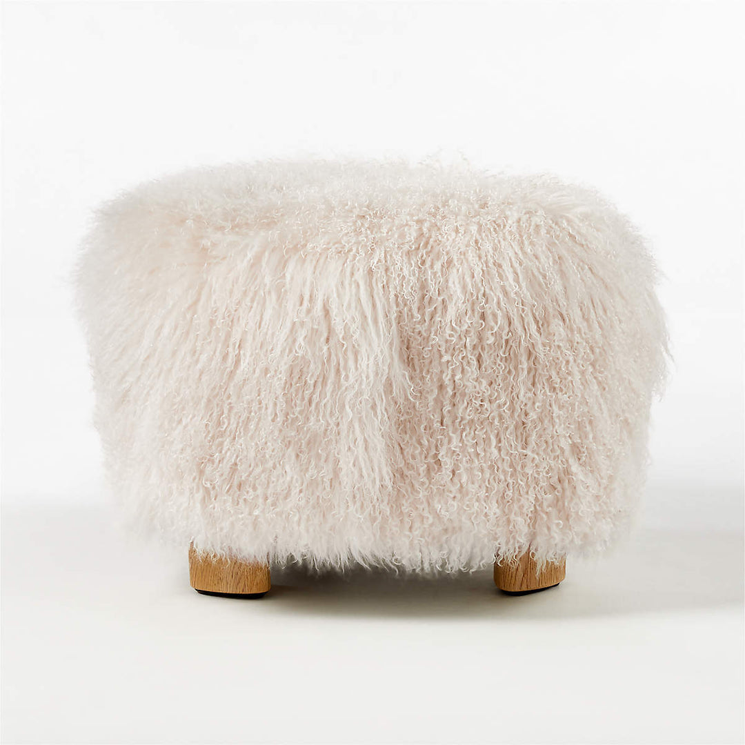 BOZZI MONGOLIAN SHEEPSKIN OTTOMAN IVORY SHEARLING