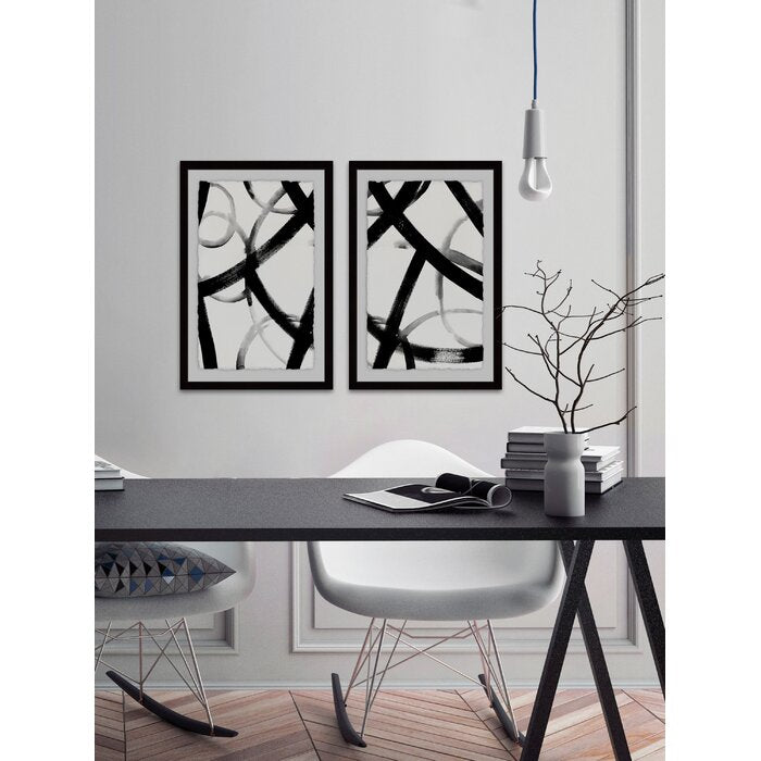 Monochrome Ripple Diptych  Piece Framed Print Set