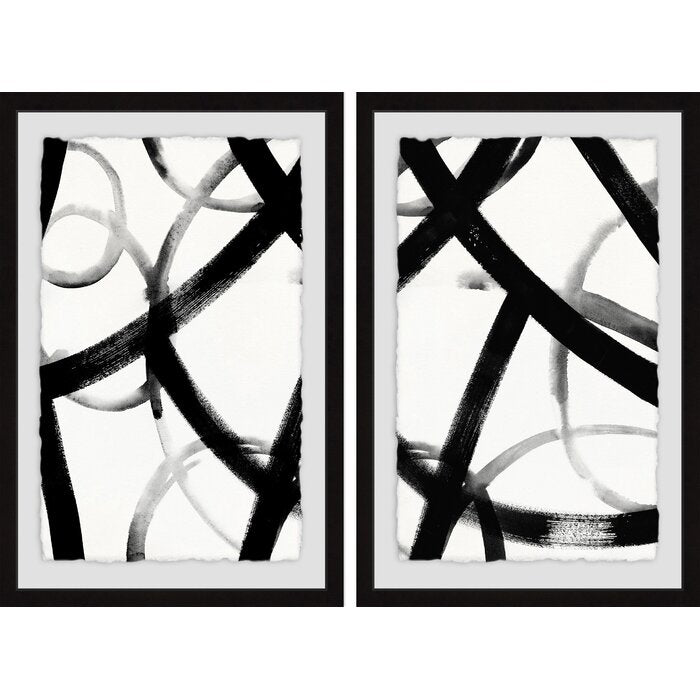 Monochrome Ripple Diptych  Piece Framed Print Set