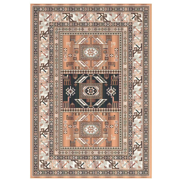 Ovid Oriental Tangerine Rust Area Rug-5'3"x7'6"
