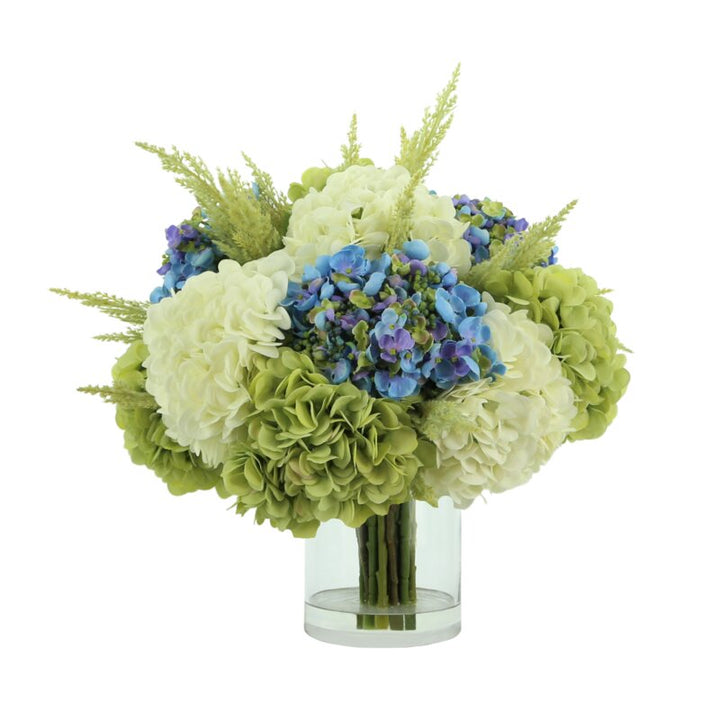 Hydranges and Astilbe Mixed Floral Arrangement in Vase