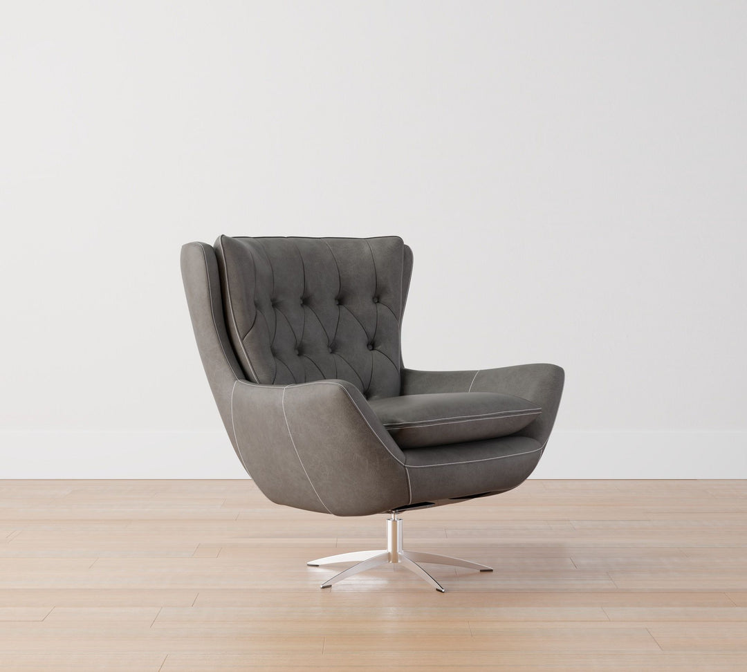 Wells Tufted Leather Swivel Chair