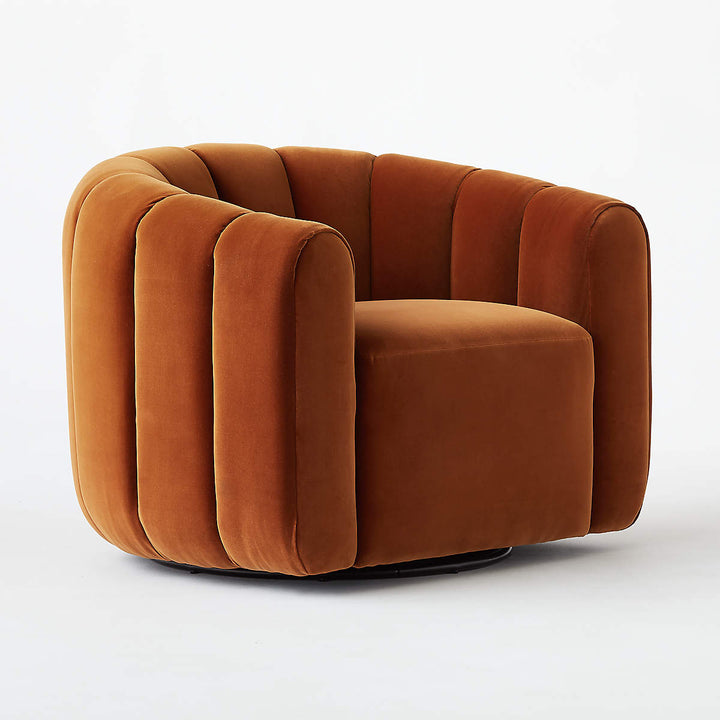 Fitz Russet Velvet Swivel Chair