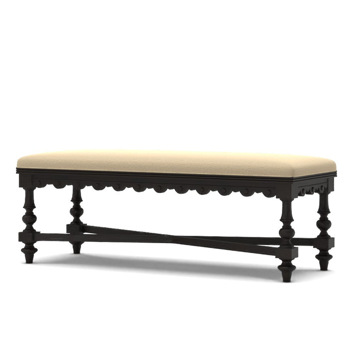 Trevor French Country Beige Upholstered Bench