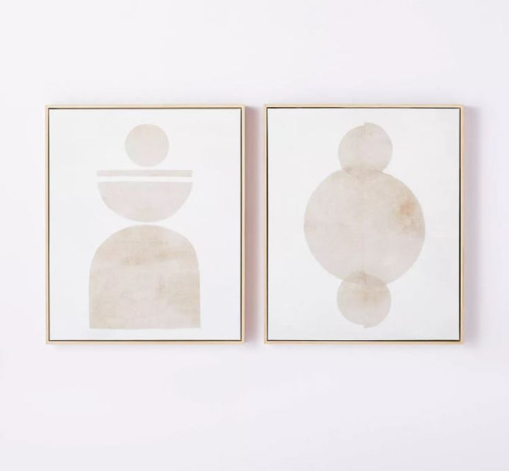 Abstract Shapes Framed Canvas Brown Framed