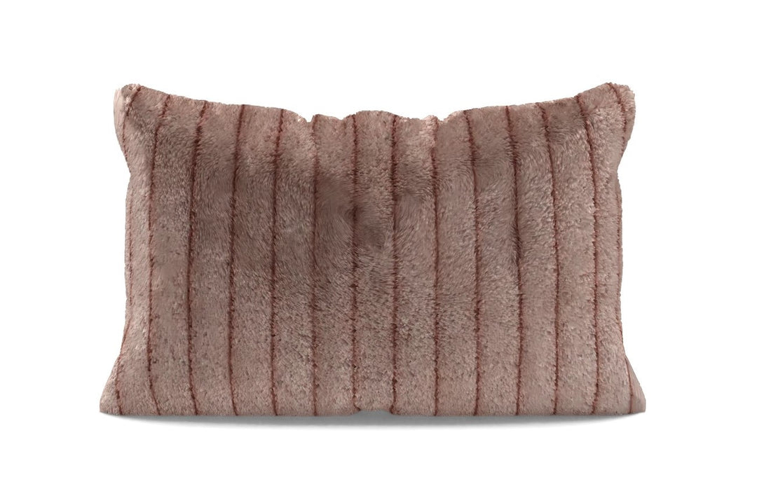 Faux Fur Lines Cushion With Insert-20"x12"