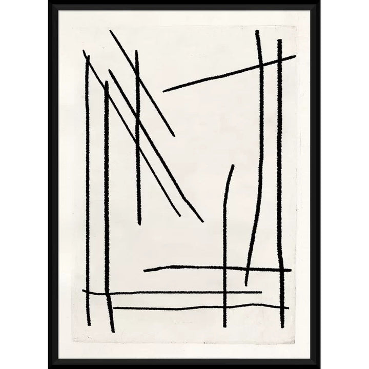 Geometric Lines Watercolor Painting Print With Frame 17"x21"