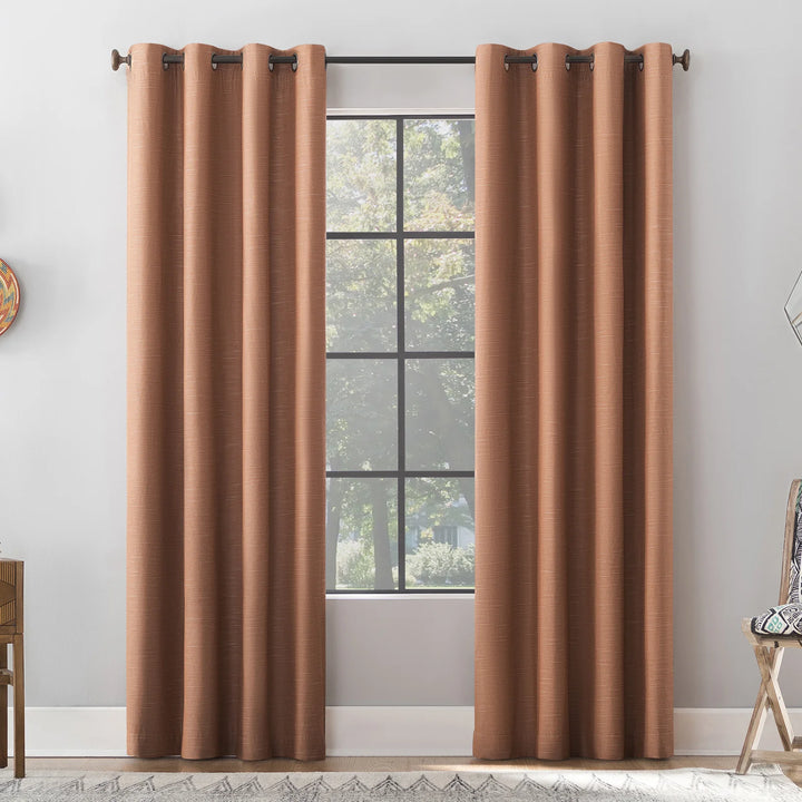 Brue Archaeo Gelso Textured Linen Blend Blackout Grommet Curtain Panel