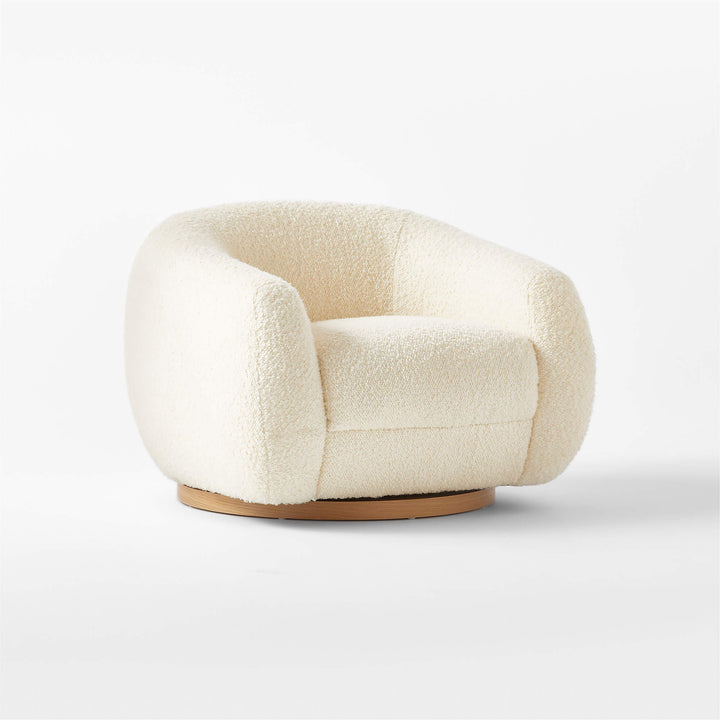 Laszlo Warm White Boucle Swivel Chair
