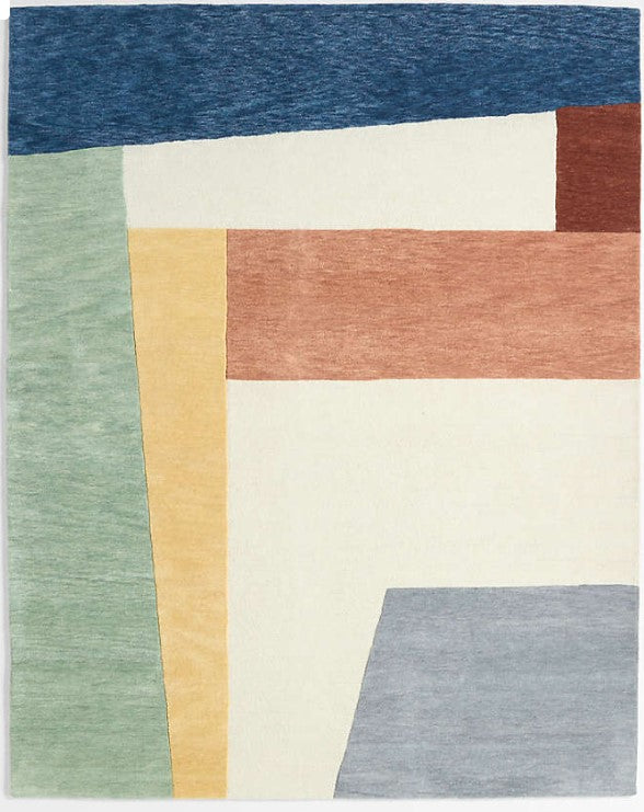 Bold Colorblock Wool Kids Area Rug 8'x10'