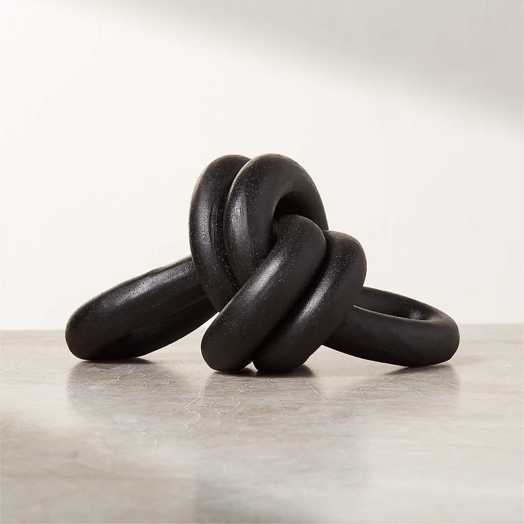 DECORATIVE BLACK CERAMIC DOUBLE LOOP KNOT XL