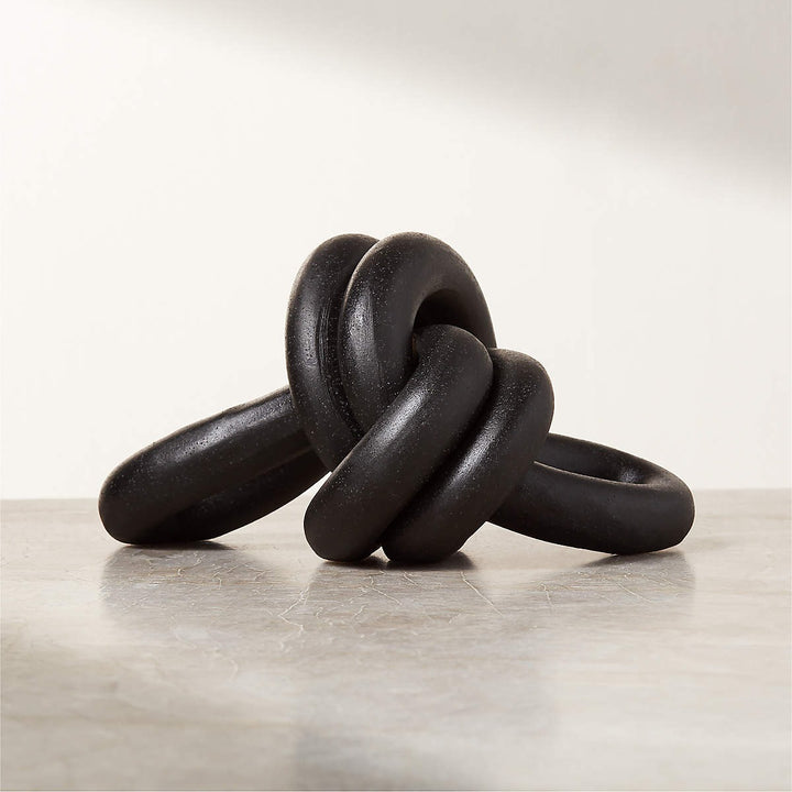 DECORATIVE BLACK CERAMIC DOUBLE LOOP KNOT XL