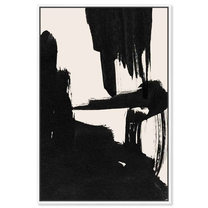 Abstract Black And White Brush Stroke by Oliver Gal-55"x37"