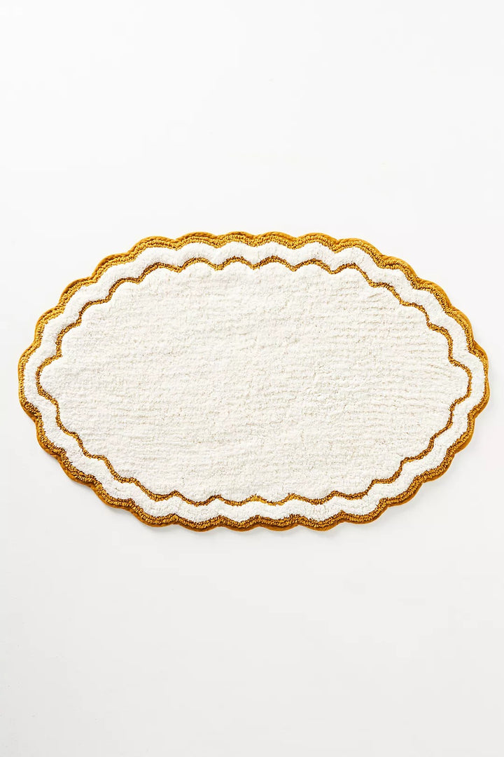 Rosita Cotton Scalloped Oval Bath Mat