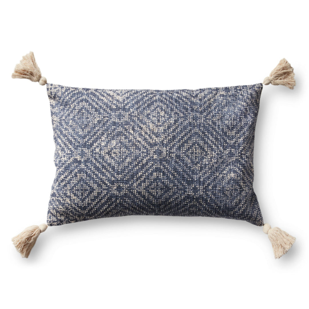 Hand Woven Blue Pillow With Insert-21"x13"