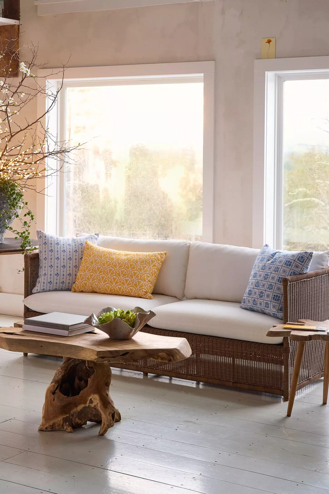 Blue Tile Outdoor Pillow