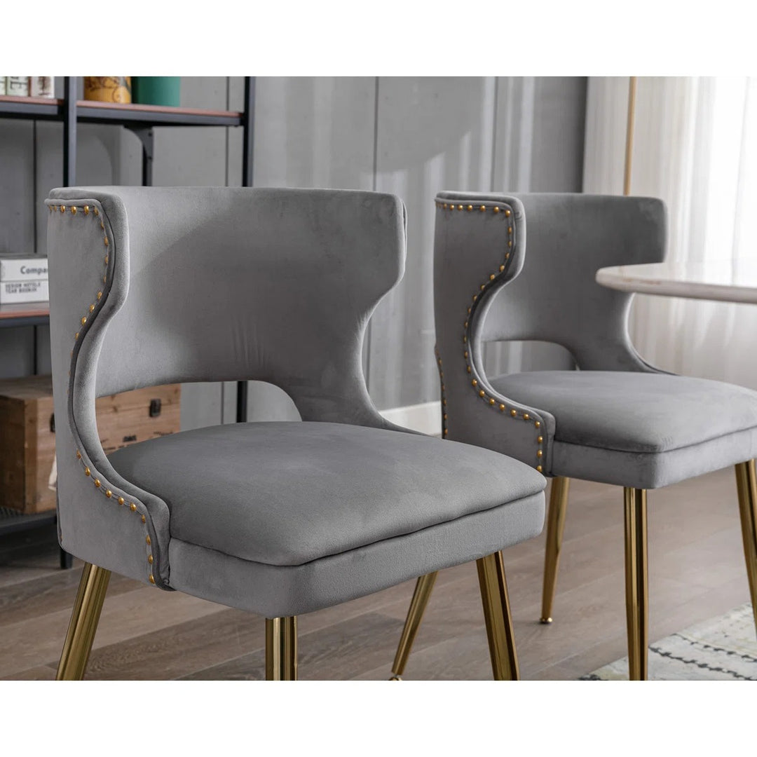 Khanya Velvet Upholstered Oak Side Chair Set of 2