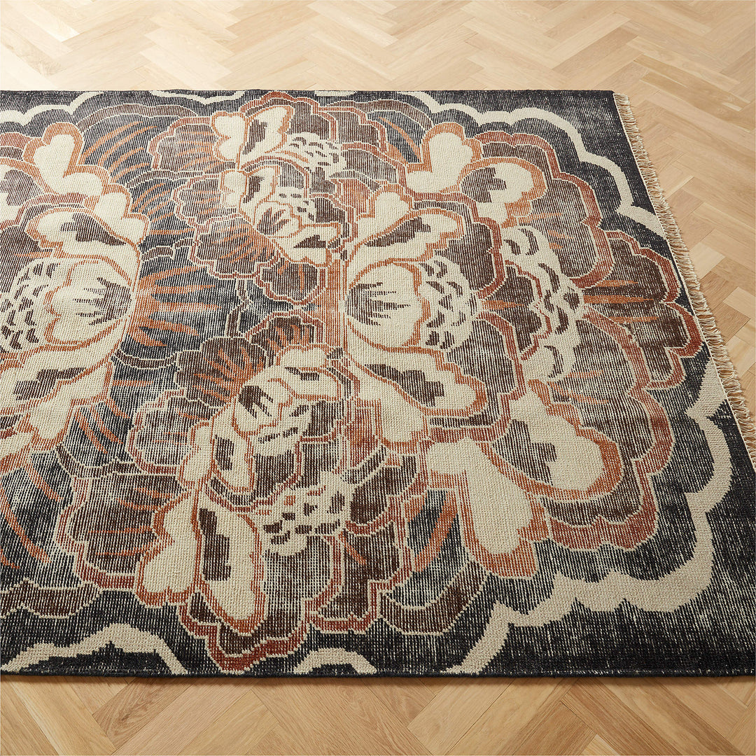 Allure Copper Floral Hand Knotted Wool Area Rug-8'x10'