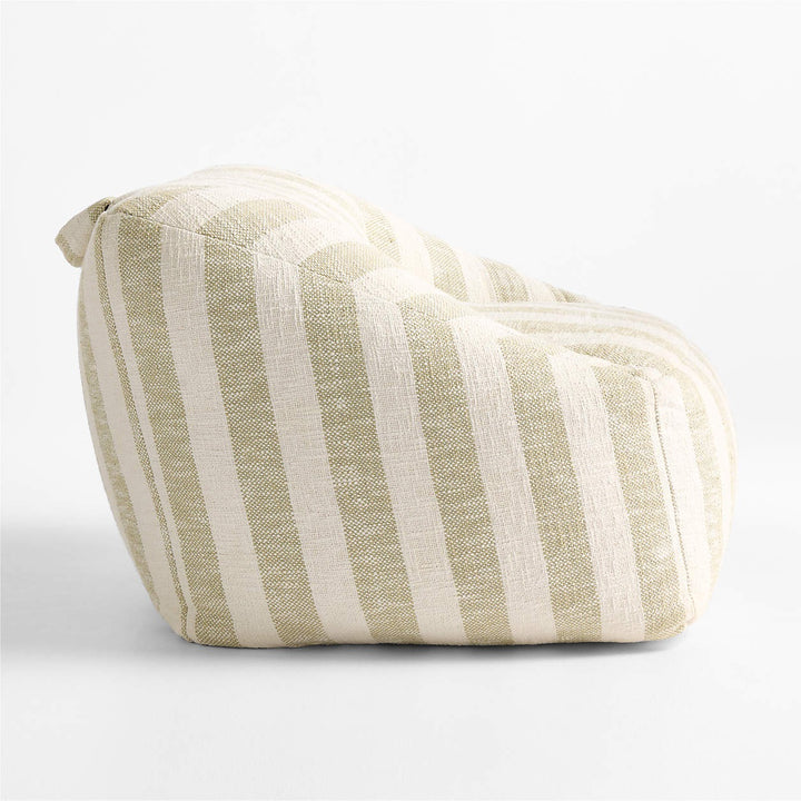 Moss Green Striped Kids Lounge Chair