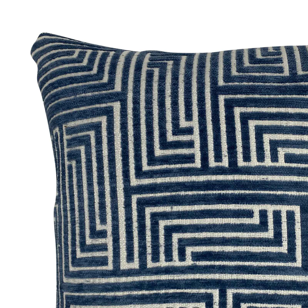 Blue Maze Geometric Reversible Throw Pillow-18"x18"