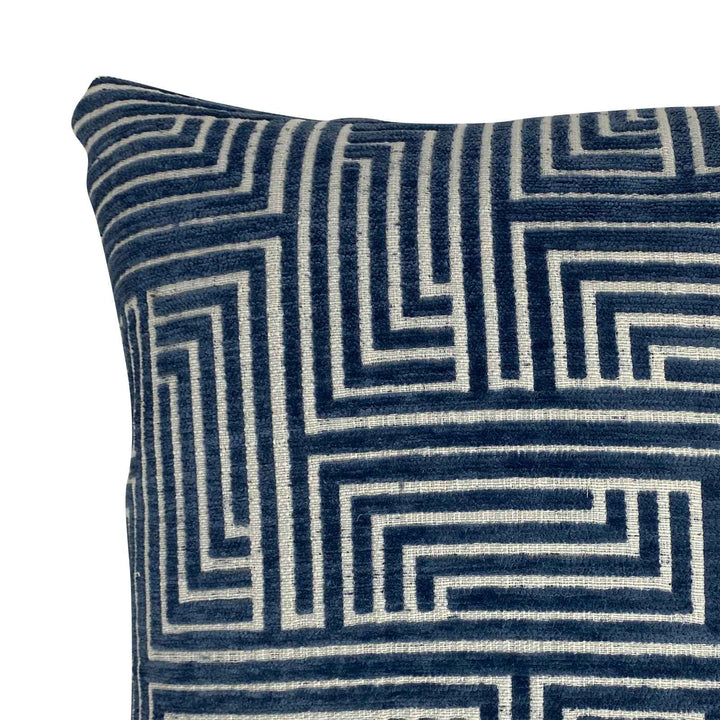 Blue Maze Geometric Reversible Throw Pillow-18"x18"