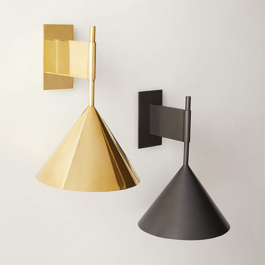 Tolio Blackened Brass Conical Wall Sconce Light