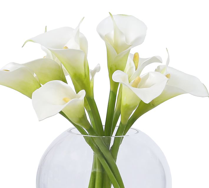 FAUX CALLA LILY IN GLASS BOWL