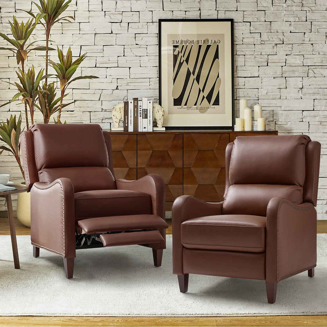 Beecher Genuine Leather Club Recliner-Set of 2