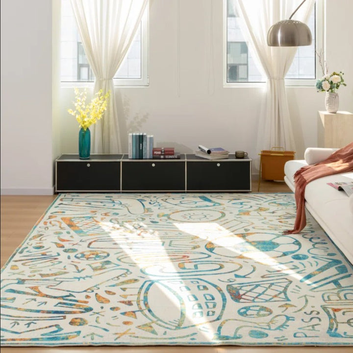 Sportsglyphs Ivory Soccer Area Rug