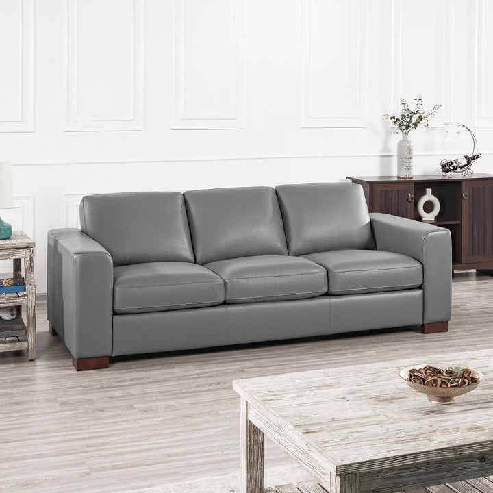 Ajmy Genuine Leather Square Arm Sofa