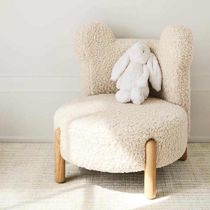 Sherpa Cream White Bear Kids Play Chair