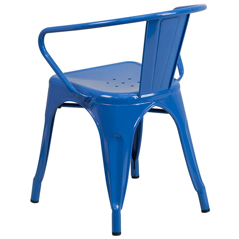 Hucheson Metal Indoor-Outdoor Chair with Arms Blue
