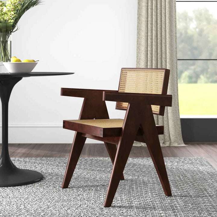 Cherri Solid Wood Rattan Armchair