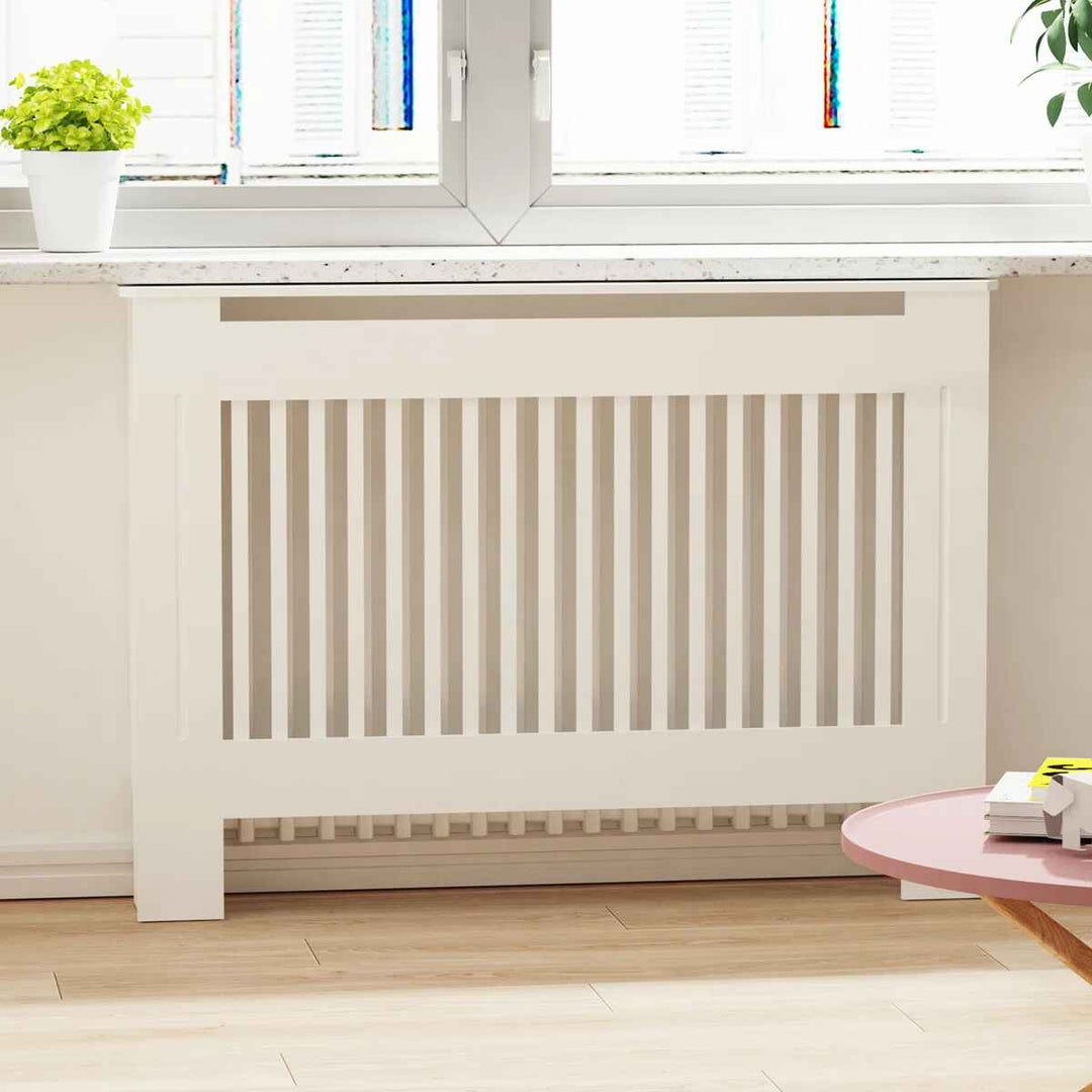 Tall Vertical Slats Radiator Cover Wood Cabinet Modern Radiators Shelf Thicken White