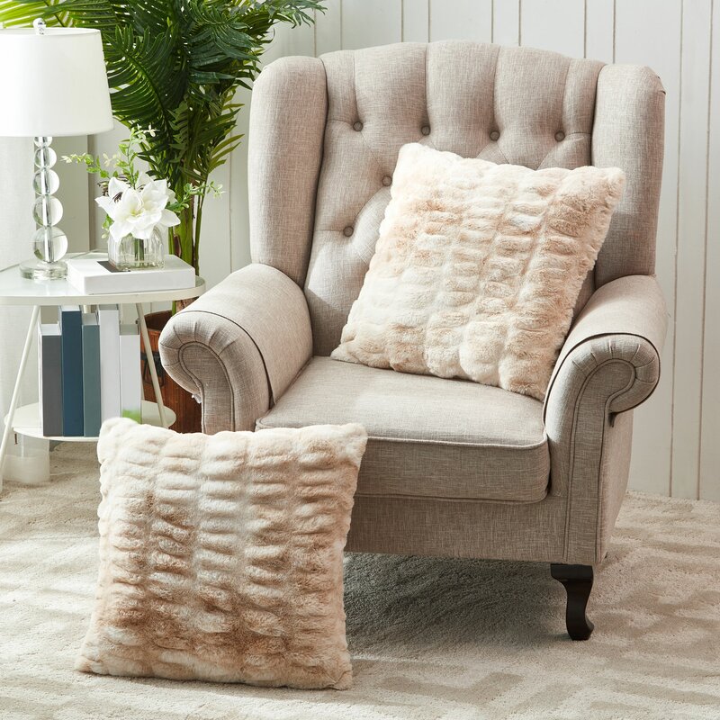 Silwell Faux Fur 20 Throw Pillow Cover No Insert-20"x20"