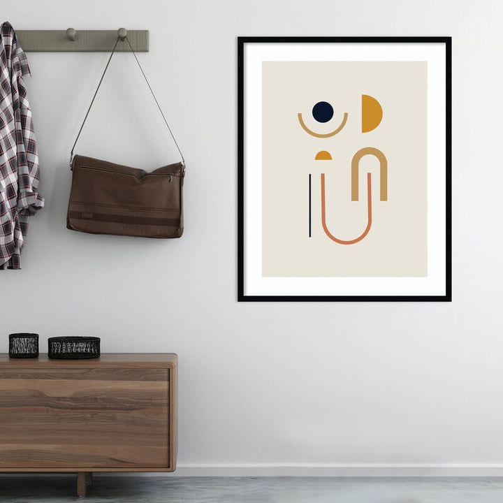 Sunrise Golden Retro Geometric Abstract Framed
