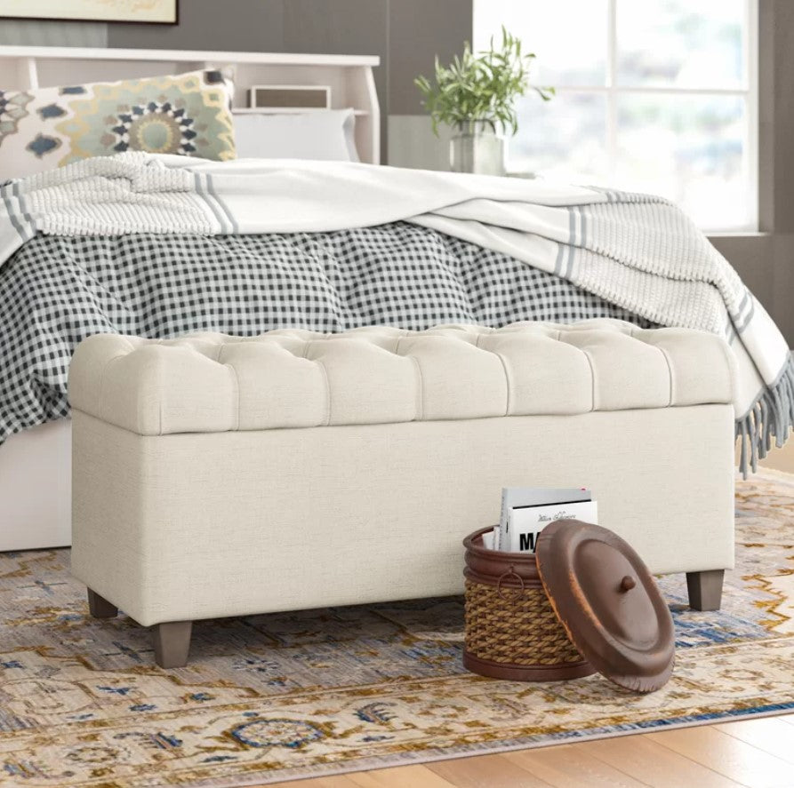 Crysania Polyester Upholstered Storage Bench
