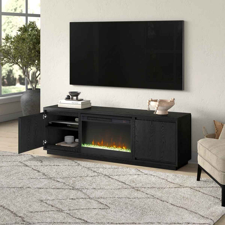 Nieshia Rectangular TV Stand Crystal Fireplace