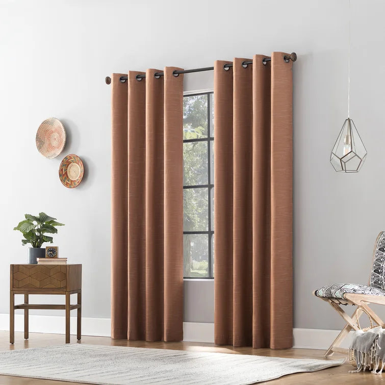 Brue Archaeo Gelso Textured Linen Blend Blackout Grommet Curtain Panel