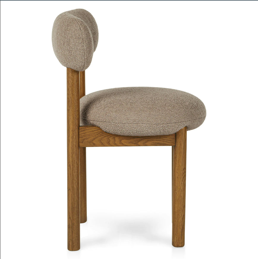 Munk Sandstone Wool Bouclé Smoked Oak Dining Chair Set Of 2