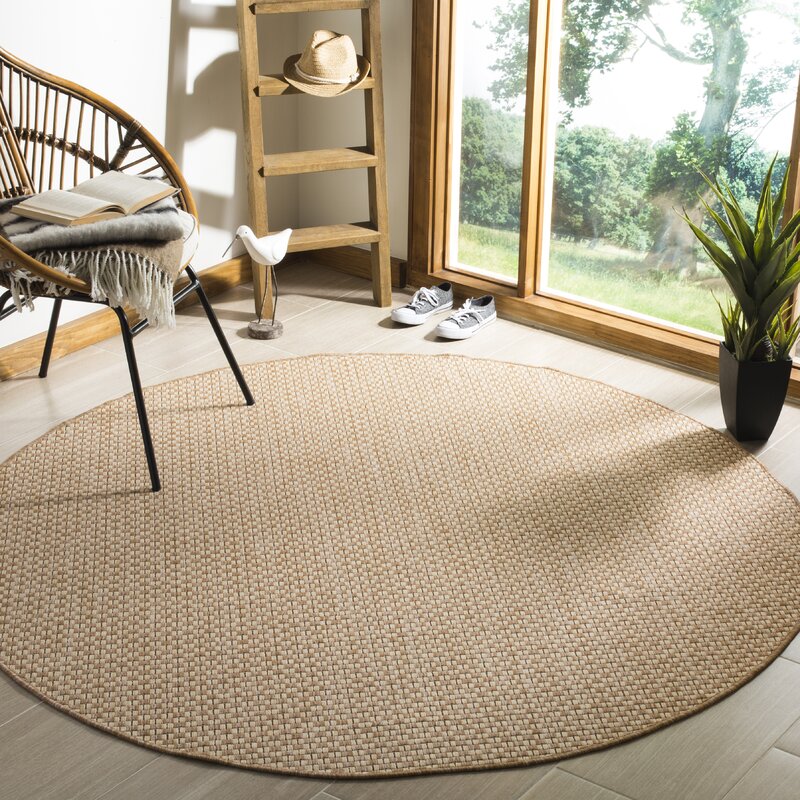 Kaylah Geometric Beige Indoor Outdoor Area Rug-6'7"x6'7"