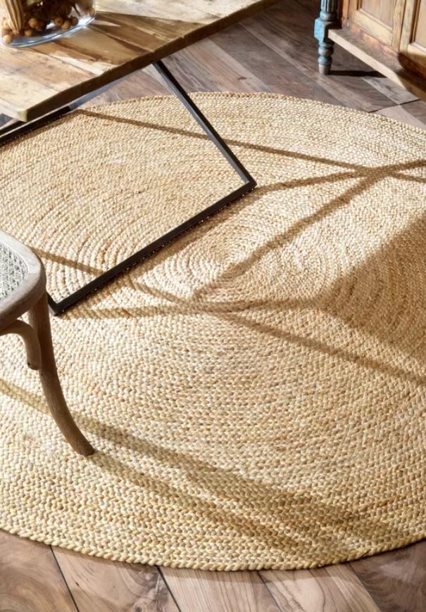 Hand Braided Jute Sisal Tan Area Rug-8'x8'