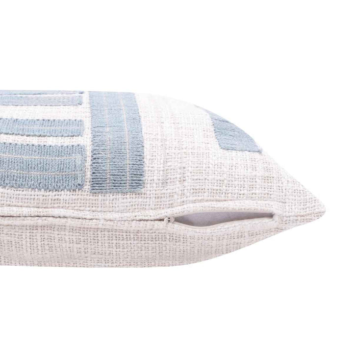 Malachy Ocean Blue and Ivory Cotton Throw Pillow-20"x20"