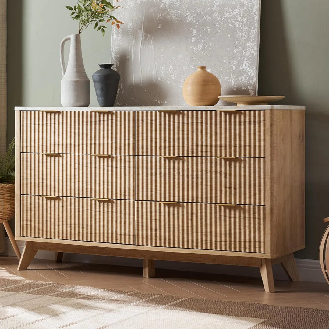 Sladen Fluted Design 6 Drawers Dresser