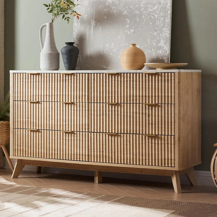 Sladen Fluted Design 6 Drawers Dresser