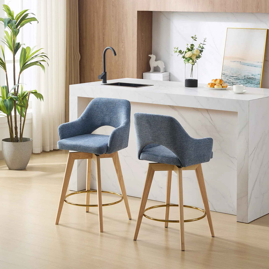Lovetro Swivel Full Back Counter Stool-Set of 2