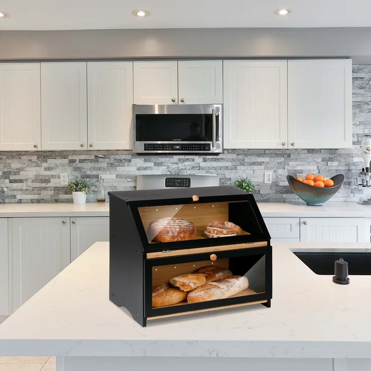Bamboo Two-Layer Bread Box